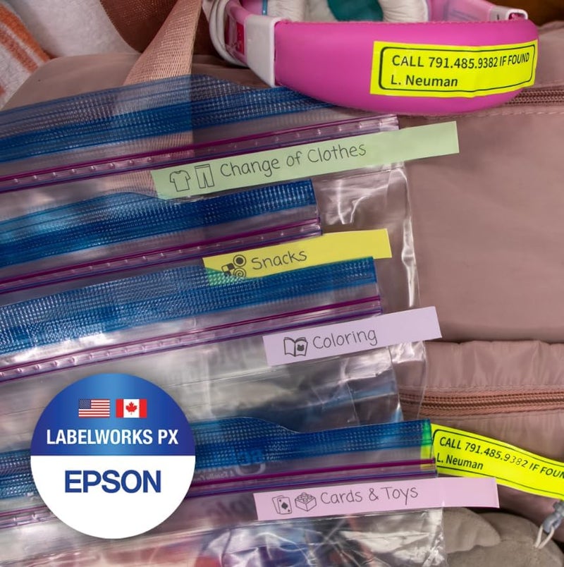 LABELWORKS Epson 212FYPX Genuine PET (Polyester) Tape Cartridge - Black on Fluorescent Yellow Designer Craft Label Maker Tape - 1/2" (12MM) Wide, 16' - Image 3